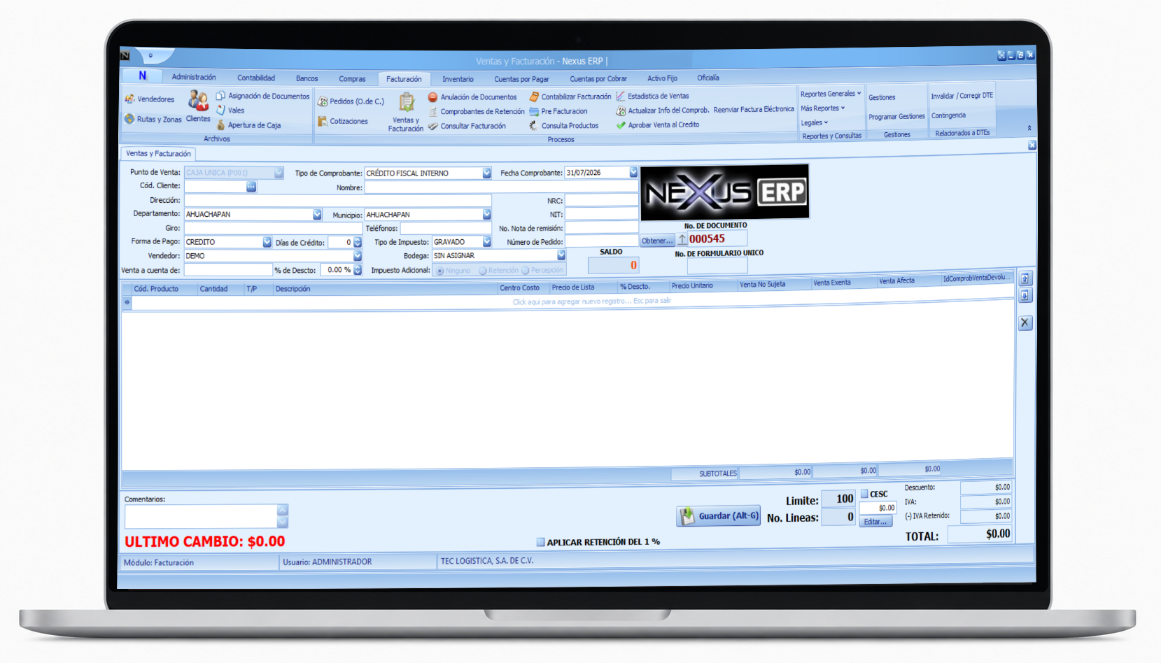 Nexus ERP versión de escritorio